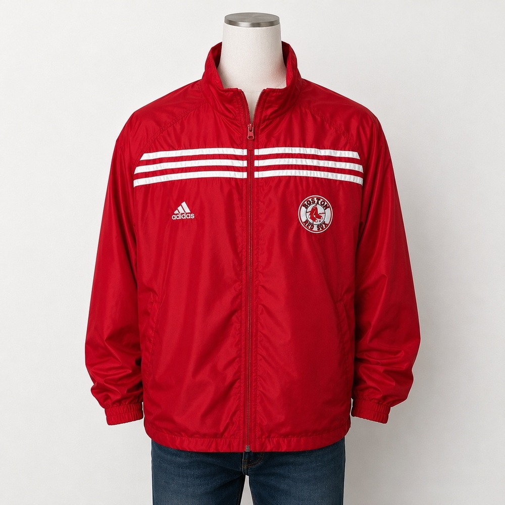 Adidas Vintage Boston Red Sox Windbreaker Mens Large Red Gorpcore MLB Full Zip